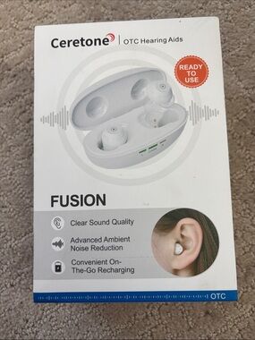 Fusion White OTC Hearing Aids with Charging Case